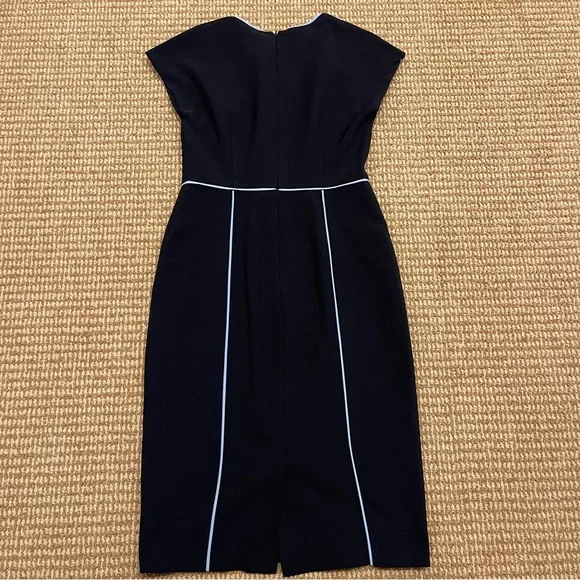 Maggy London Navy Blue Knee Length Shift Dress Contrast Piping 6 - Picture 7 of 7
